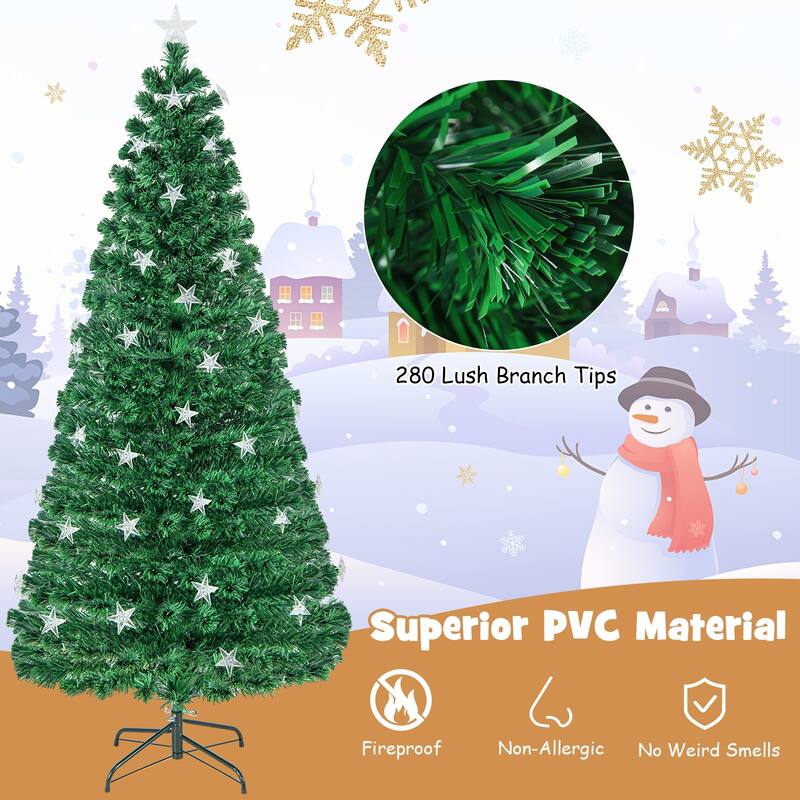 7FT Prelit Fiber Optic Christmas Tree with Warm White Lights