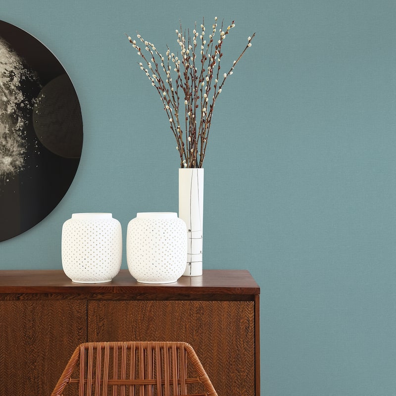 A-Street Prints Meade Teal Fine Weave Wallpaper