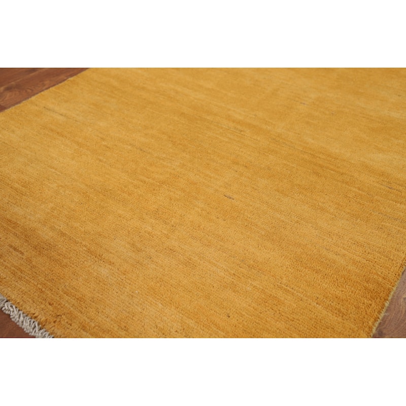 Gold Gabbeh Modern Foyer Rug Handmade Wool Carpet - 2'9"x 4'0"
