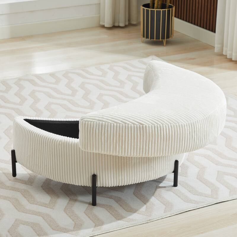 42.3"W Upholstered Swivel Accent Chair with 4 Pillows and Half-Moon Storage Ottoman