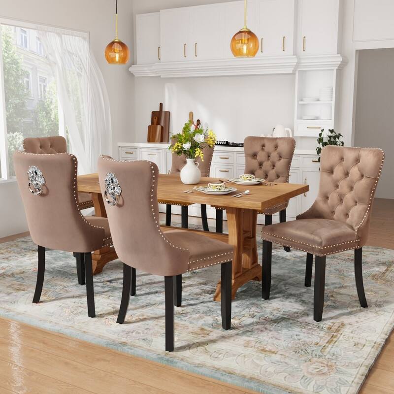 Tufted Naliheads Solid Wood Upholstered Dining Chairs (Set of 2)