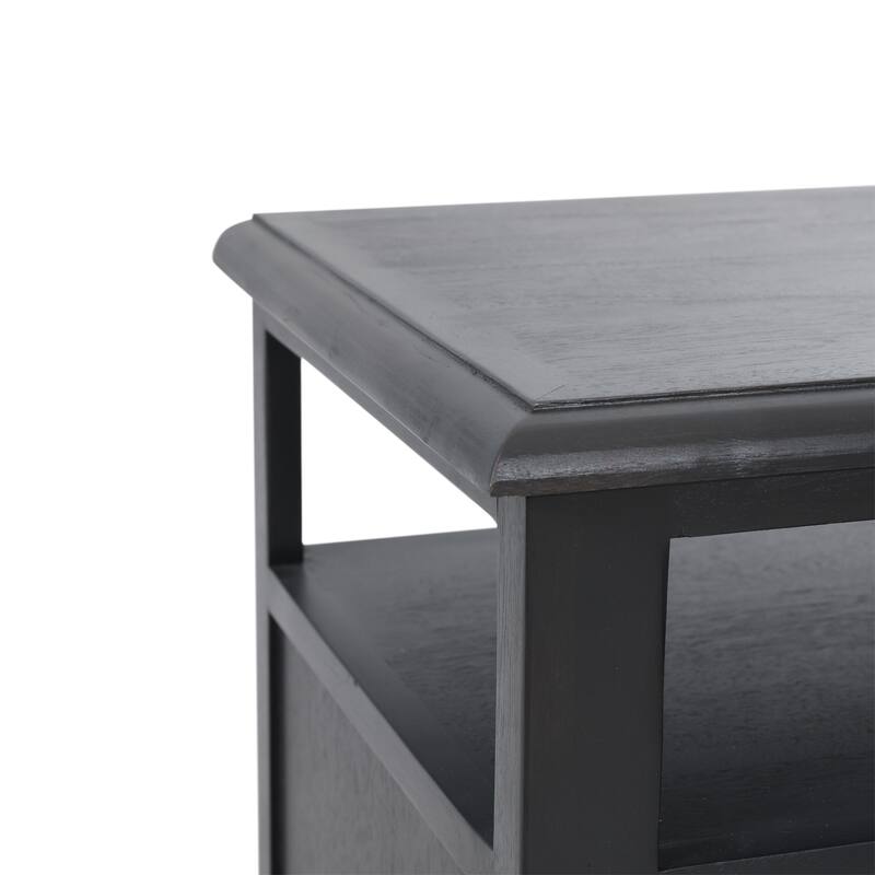 Nightstand Side Table Storage Cabinet with Open Shelf, Lamp Table Corner Table Coffee Table with Wood Legs