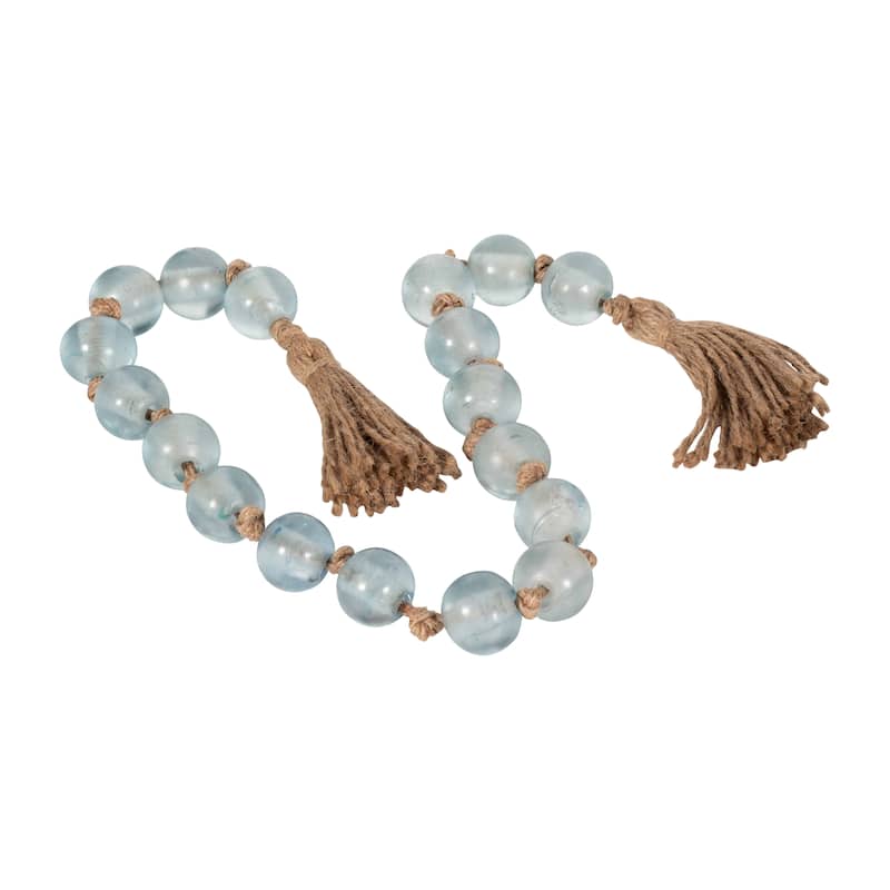 Sagebrook Home, 24"Lx1" Diameter Beads, Glass Beaded Garland with Tassel, Blue. This Item Made with Glass and Jute is a