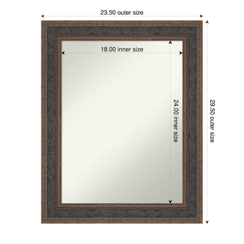 Attic Aged Non-Beveled Wood Framed Bathroom Vanity Wall Mirror - 24 x 30 in - Attic Aged Bronze