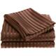 1800 Series Ultra Soft 4-Piece Embossed Stripe Bed Sheet Set - Stripe Sheet Set - Twin - Chocolate