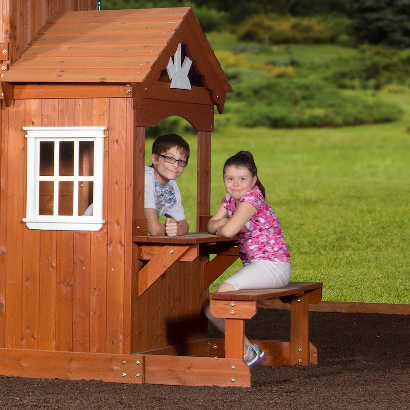 Backyard Discovery Shenandoah Cedar Wood Swing Set, Slide, Clubhouse