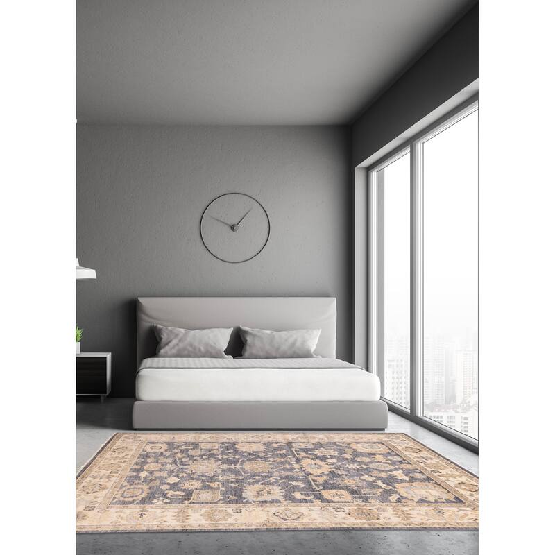 ECARPETGALLERY Hand-knotted Modern Oushak Charcoal Wool Rug - 9'1 x 12'3