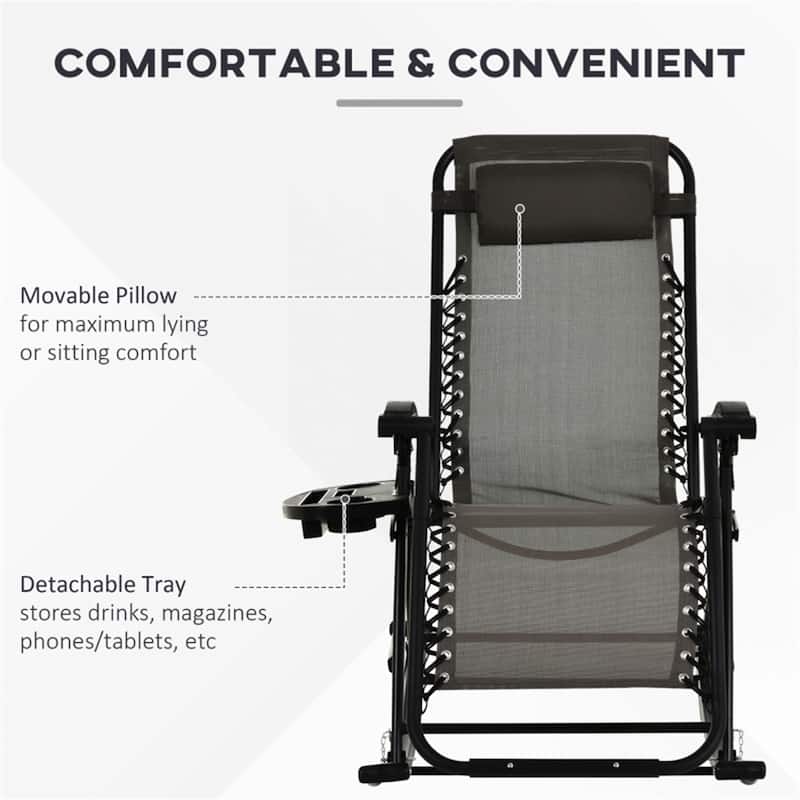 Mesh Zero Gravity Recliner Chair with Folding Legs and Cup Holders - 47.25" D x 26.5" W x 40.25" H