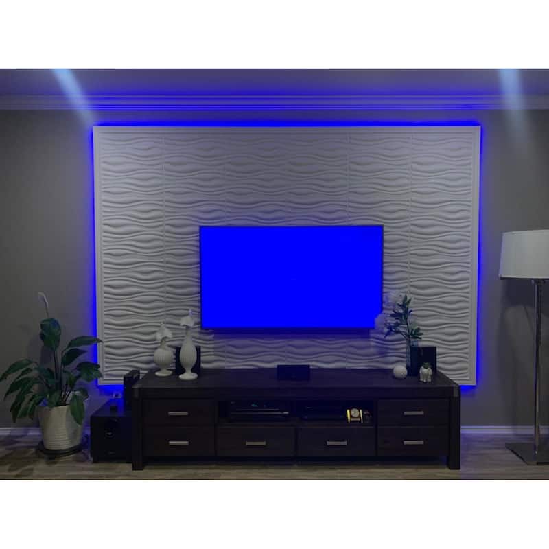 Art3d PVC Wave Board Textured 3D Wall Panels,19.7" x 19.7" (12 Pack)