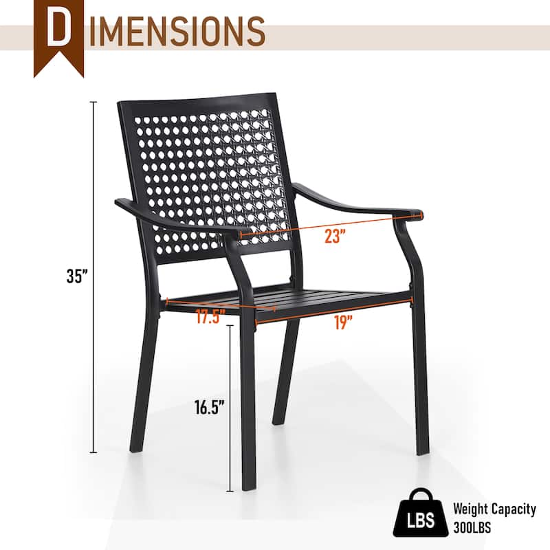 5-piece Outdoor E-coated Patio Dining Set with Stackable Chairs