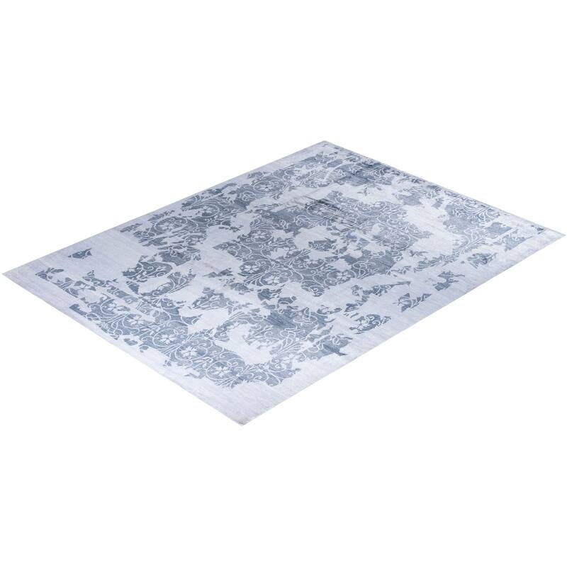 Modern One-of-a-Kind Hand-Knotted Area Rug - Ivory, 9' 3" x 12' 2" - 9' 3" x 12' 2"