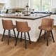 preview thumbnail 36 of 53, 26.in Swivel Bar stool PU Leather/Fabric Upholstered Counter Stool, High Back Armless Stool with Wooden Legs