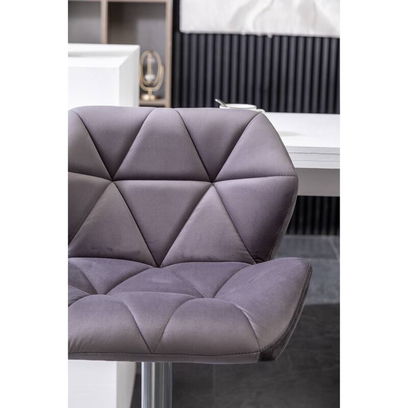 Roundhill Furniture Breni Velvet Diamond Tufted Swivel Adjustable Height Barstool, Set of 2