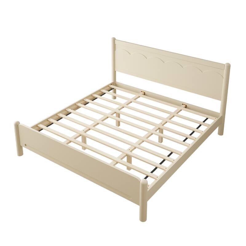 King Size Wood Platform Bed Frame with Headboard