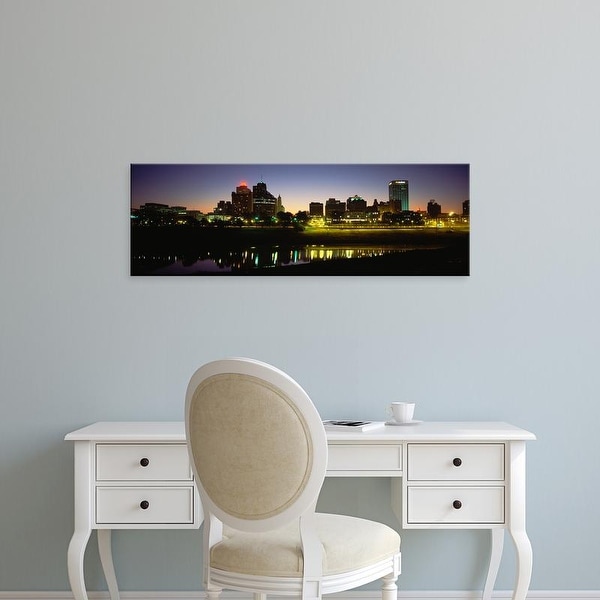 Easy Art Prints Panoramic Images's 'Buildings At The Waterfront Lit Up At Dawn, Memphis, Tennessee, USA' Canvas Art