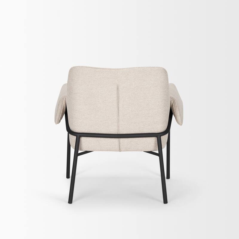 Brently Accent Chair w/ Cream Boucle Fabric & Matte Black Metal Legs
