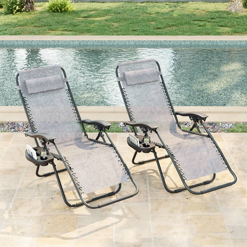 Bonosuki Patio Zero Gravity Chair Foldable Recliner Lounge Chair - Grey