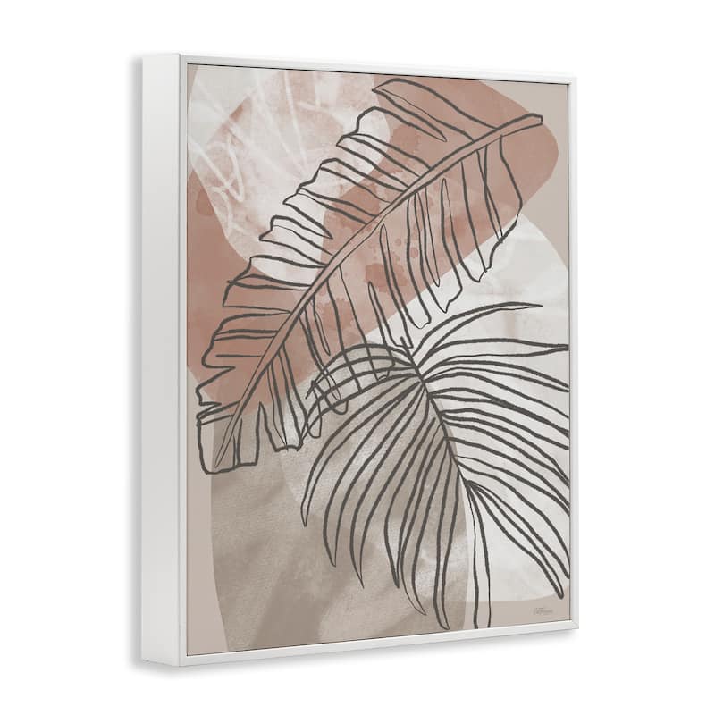 Stupell Tropical Earth Tone Leaves Framed Giclee Art Design By Cat Thurman Designs