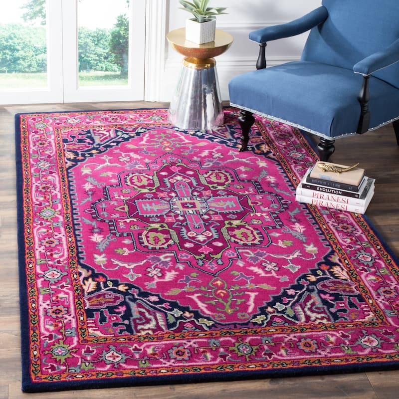 SAFAVIEH Handmade Bellagio Mayuko Modern Oriental Wool Rug - 5' x 8' - Pink/Navy