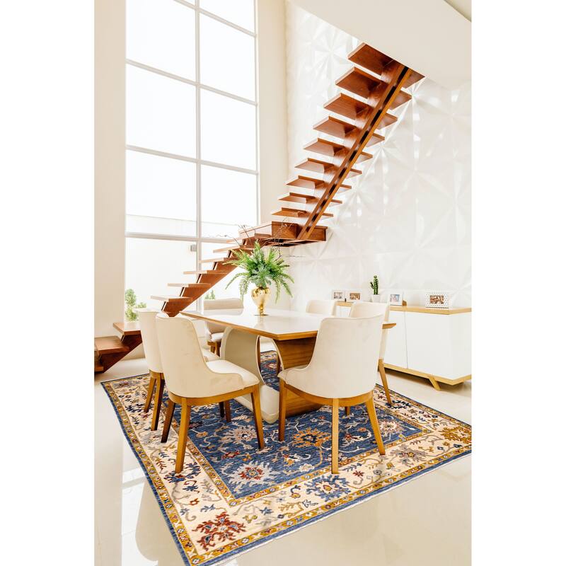 ECARPETGALLERY Hand-knotted Modern Oushak Dark Blue Wool Rug - 8'11 x 12'3