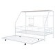 preview thumbnail 63 of 78, Metal House Bed with Trundle, Twin/Full Size Daybed Playhouse Bed with Bulit-in Storage Shelves and Metal Grid for Kids Teens