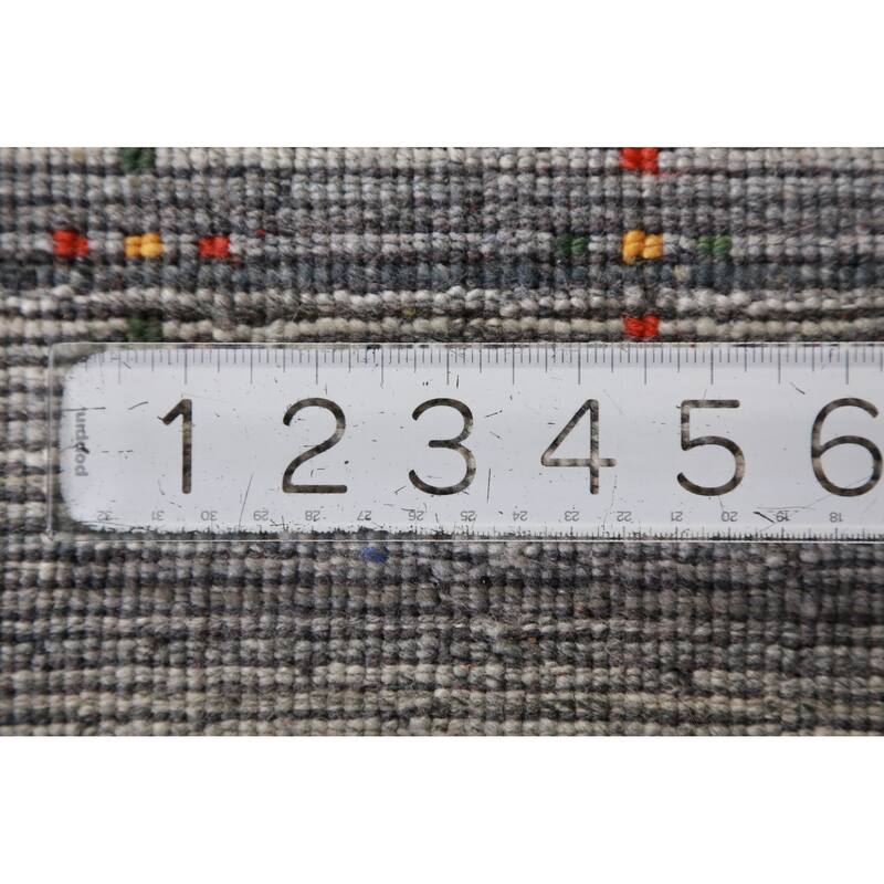 Hand Knotted Oriental 100% Wool Carpet Tribal Tribal Greys & Charcoal Gabbeh Area Rug - 12' 2'' X 9' 4''