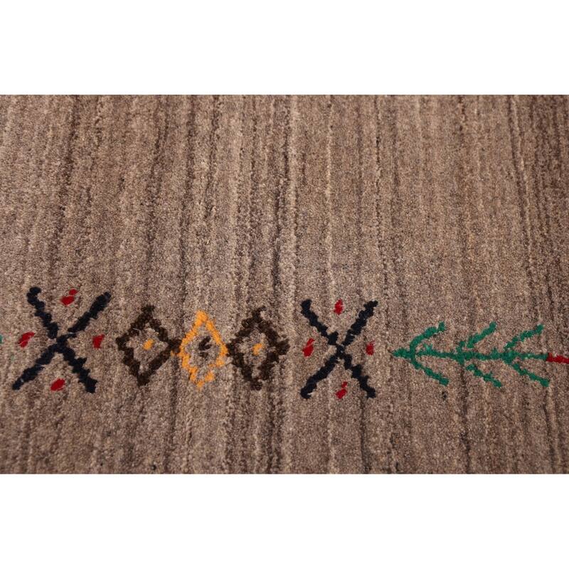 ECARPETGALLERY Hand Loomed Kashkuli Gabbeh Grey Wool Rug - 5'0 x 8'0