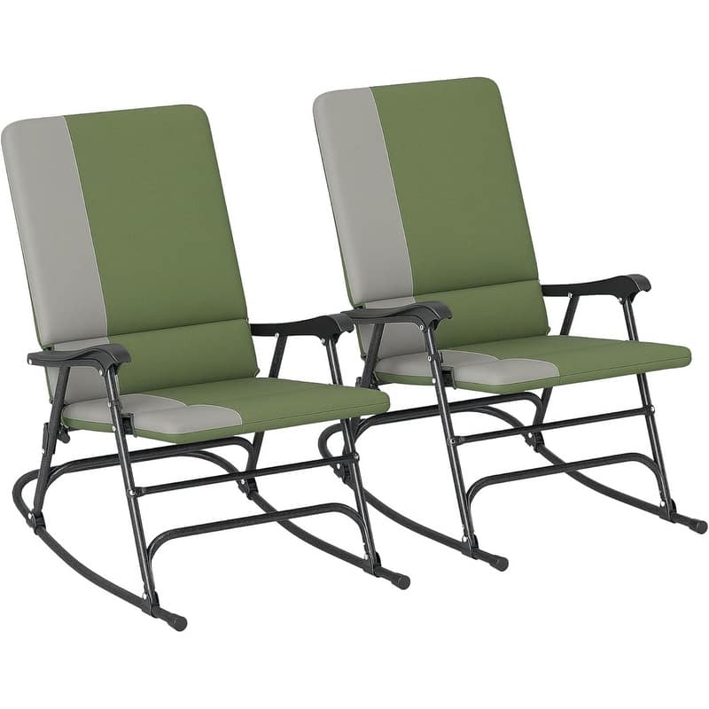 Oversized Outdoor Rocking Camping Chair Set of 2 - Dark Green