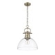 preview thumbnail 2 of 0, Yep by Golden Lighting Duncan 1-light 14in chain hung Pendant in Aged Brass and Clear Glass