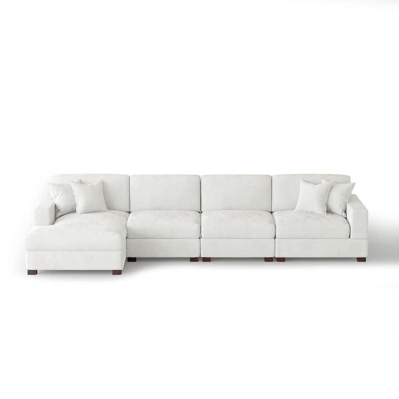 Modern Oversized Chenille Modular Sectional Sofa With Chaise