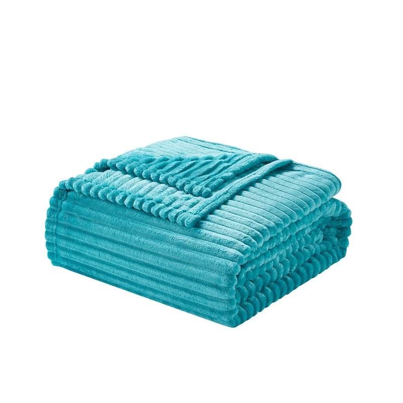 Nestl Cut Plush Fleece Throw Blanket - Lightweight Super Soft Fuzzy Luxury Bed Blanket for Bed - Twin (66"x90") - Teal