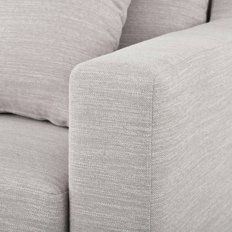 3 Seat Fabric Sofa, Couch Upholstered Leisure Couches with Deep Seats, Modern Square Arms Sofa with Wooden Legs