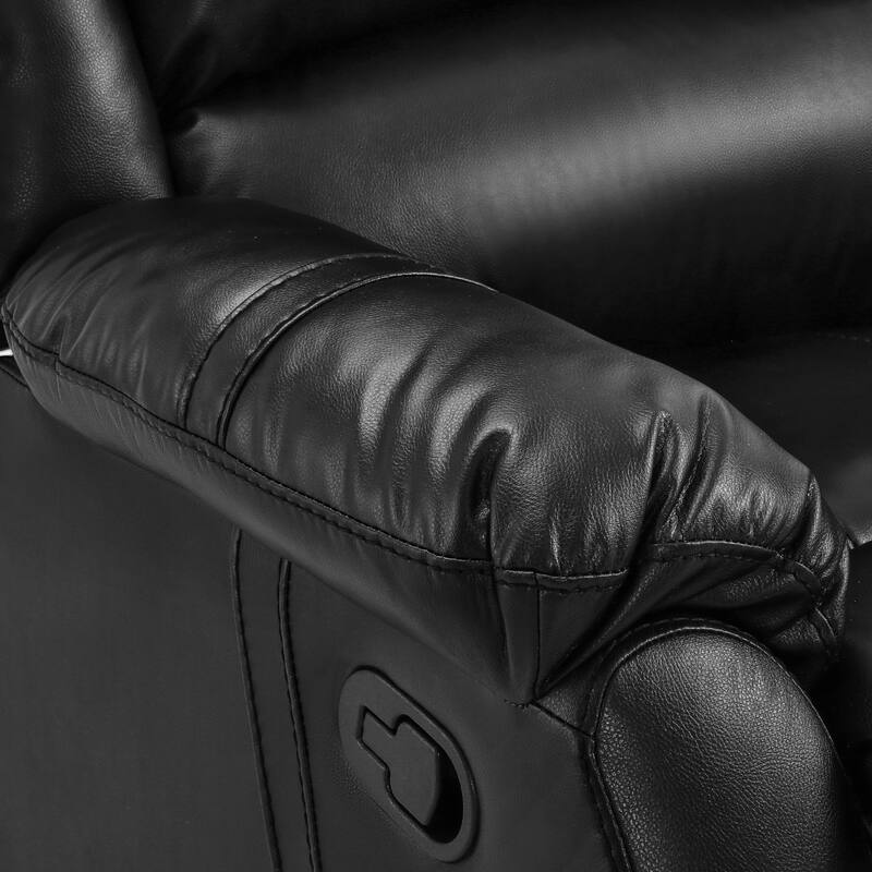 Faux Leather Recliner, Modern Manual Recliner Chair, Single Recliner For Living Room, Black / Saddle Brown / Brown Double Color