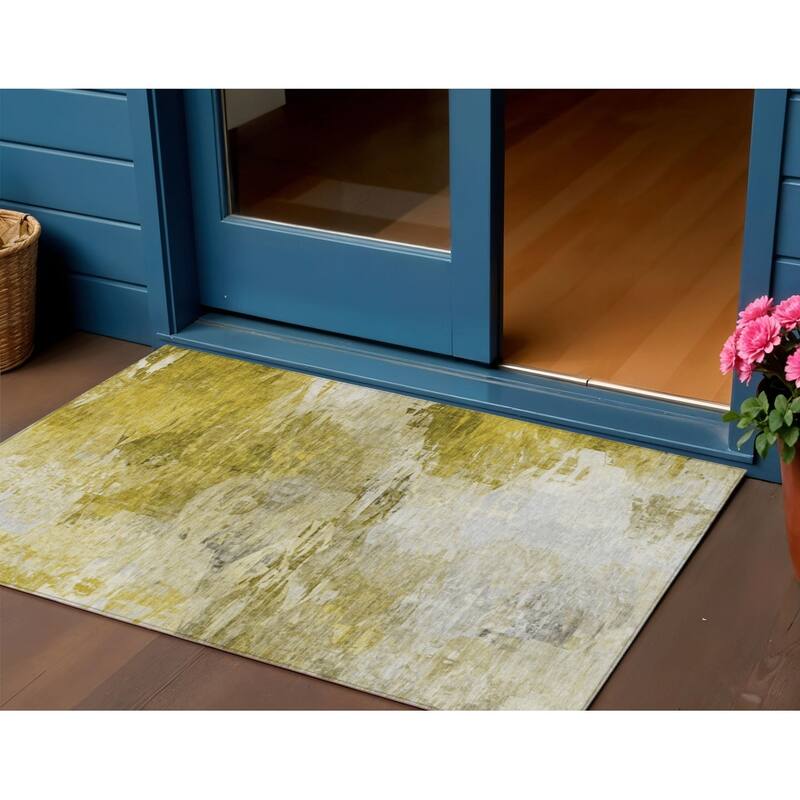 HomeRoots Abstract Transitional Rectangle Outdoor Rug - 3' x 5'