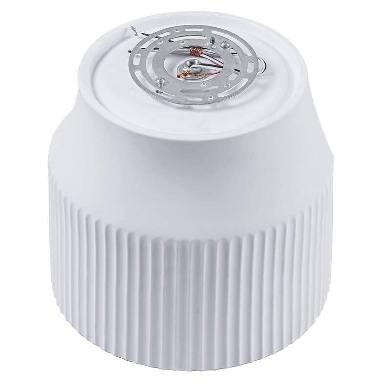 1-Light Matte White Flush Mount Ceiling Light with Ceramic Drum Shade - Dia.9.45-in