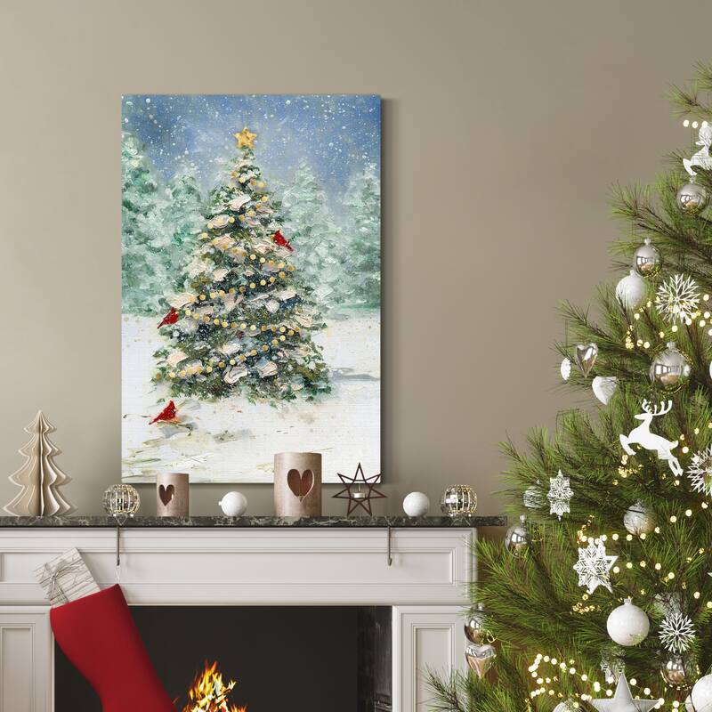 Cardinals and Christmas-Premium Gallery Wrapped Canvas - Ready to Hang