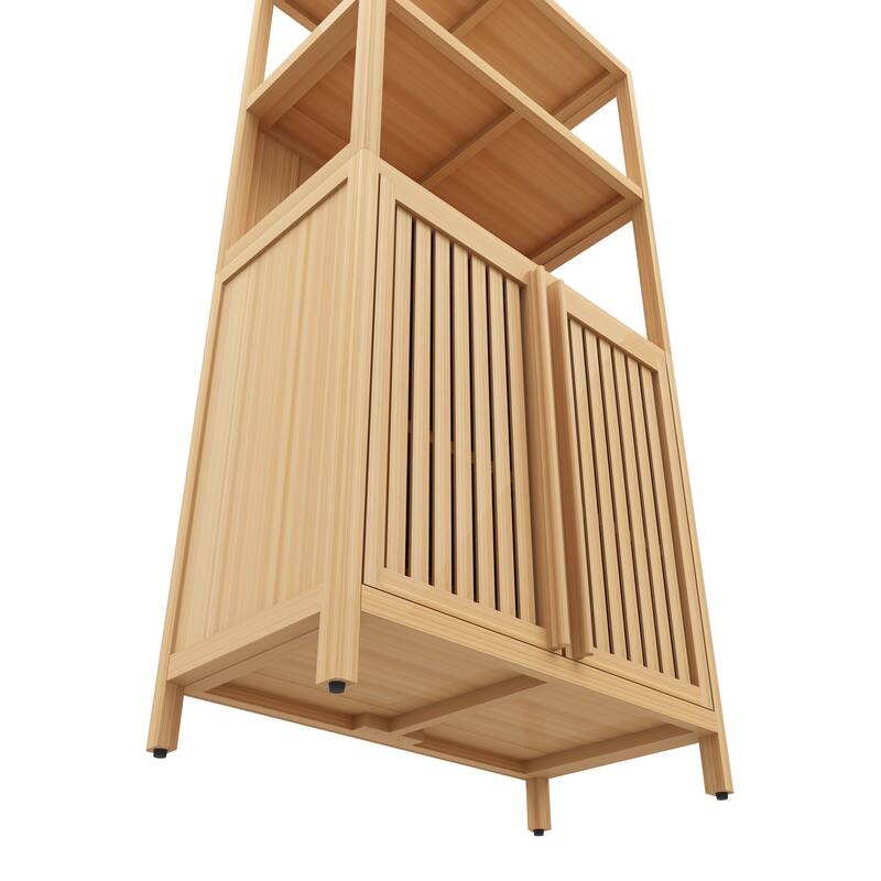 Versatile Bamboo Storage Solution: 2-Door Floor Cabinet for Bathroom, Kitchen & Entryway‌