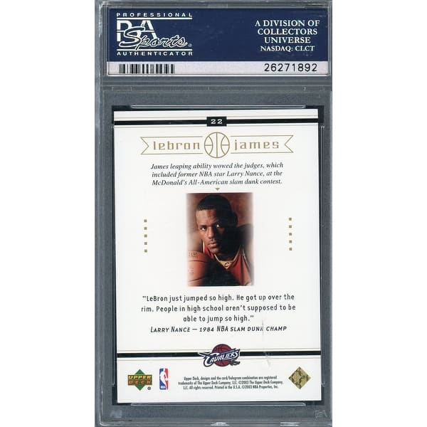 lebron james rookie card graded 2003-04 Upper Deck Box Set #20 RC MINT PSA 9 NBA Basketball 03-04 : Collectibles & Fine Art Looking for low PSA graded