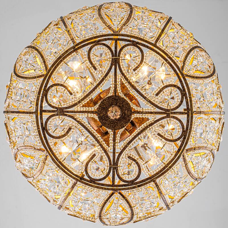 Vintage Glam 4-Light Antique Brass Crystal Chandelier - Antique Brass