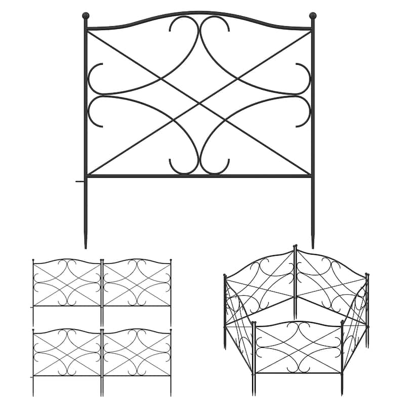 24.4'' Hx23.6'' W Steel Trellis Decorative Metal Fence Panel(5/10 PCS)