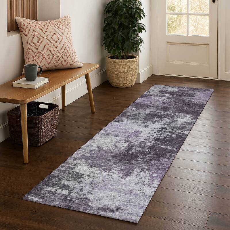 Premium Washable Super Soft Abstract Casual Mayfield Rug - Purple - 2'3" x 7'6"