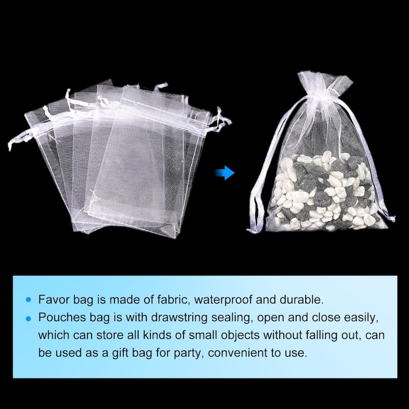 100pcs Organza Bags Drawstring Favor Pouches Sheer Mesh Bag for Party