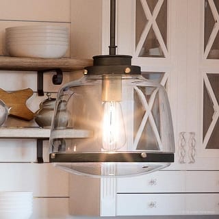 Luxury Industrial Olde Bronze Art Deco Pendant Light by Urban Ambiance - 11-1/4"H x 11"W x 11"Dep