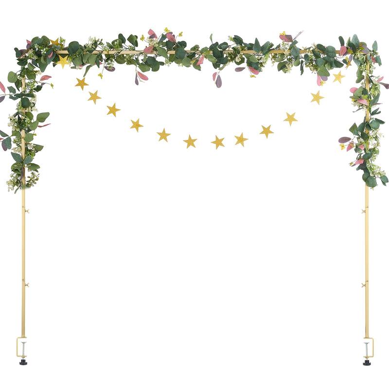 Gold Table Arch Frame with Square Tubes and Clamp-On Adjustable Rod Stand for Party and Event Decor - 41.73” x 98.03”