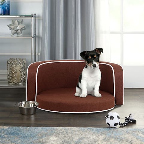 30" Brown Round Pet Sofa, Dog bed
