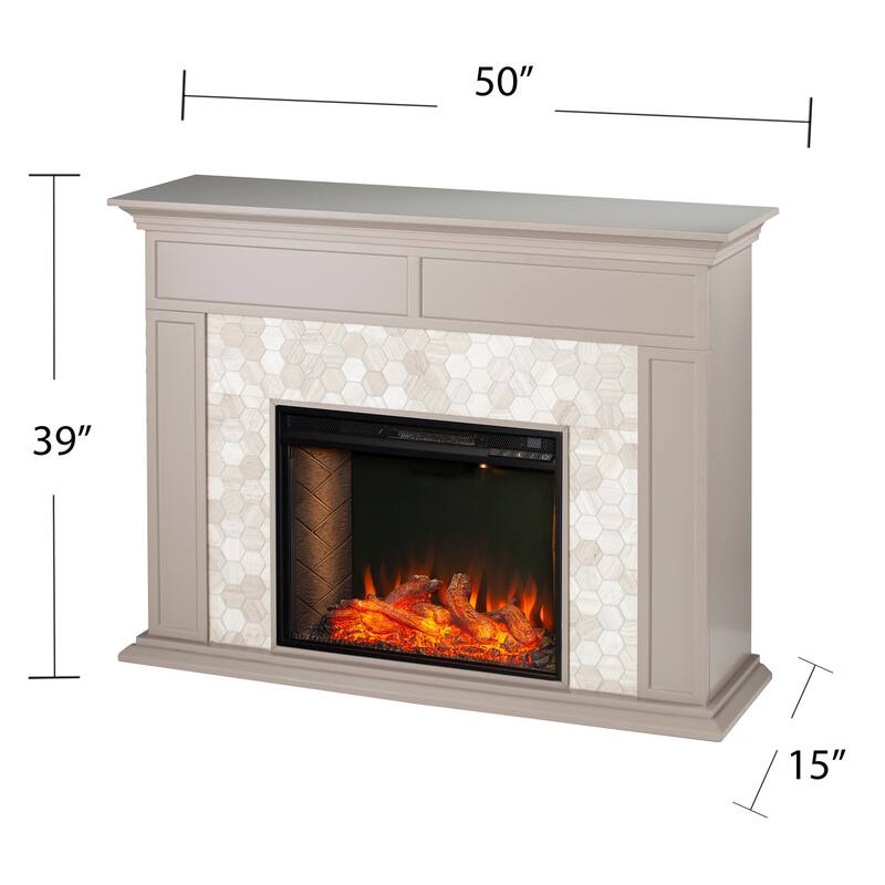 SEI Furniture Torlington Mrble Fireplace - 50"W x 15"D x 39"H