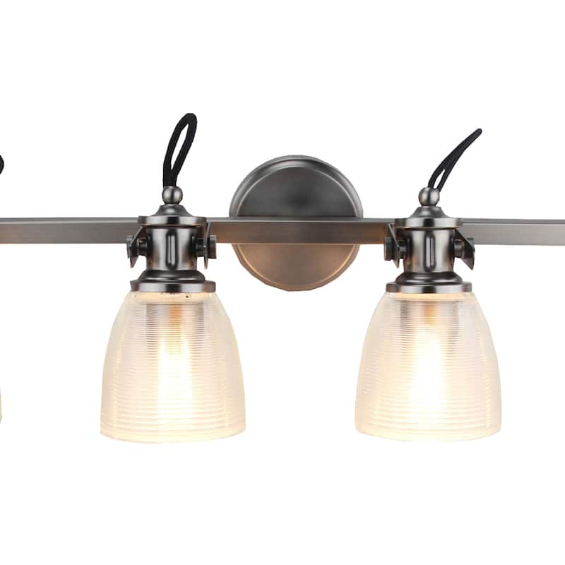 4 Light vanity Lamp with Clear Horizontal Ribbed Glass - Brushed Nickel