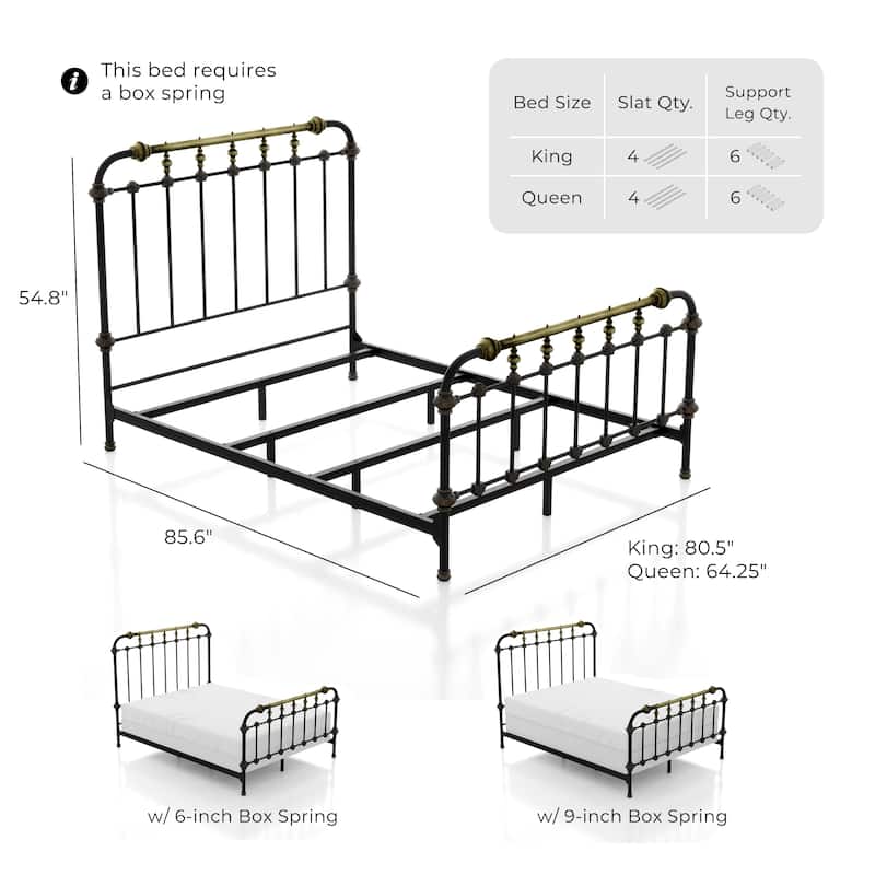 Furniture of America Pall Industial Black Metal Panel Bed