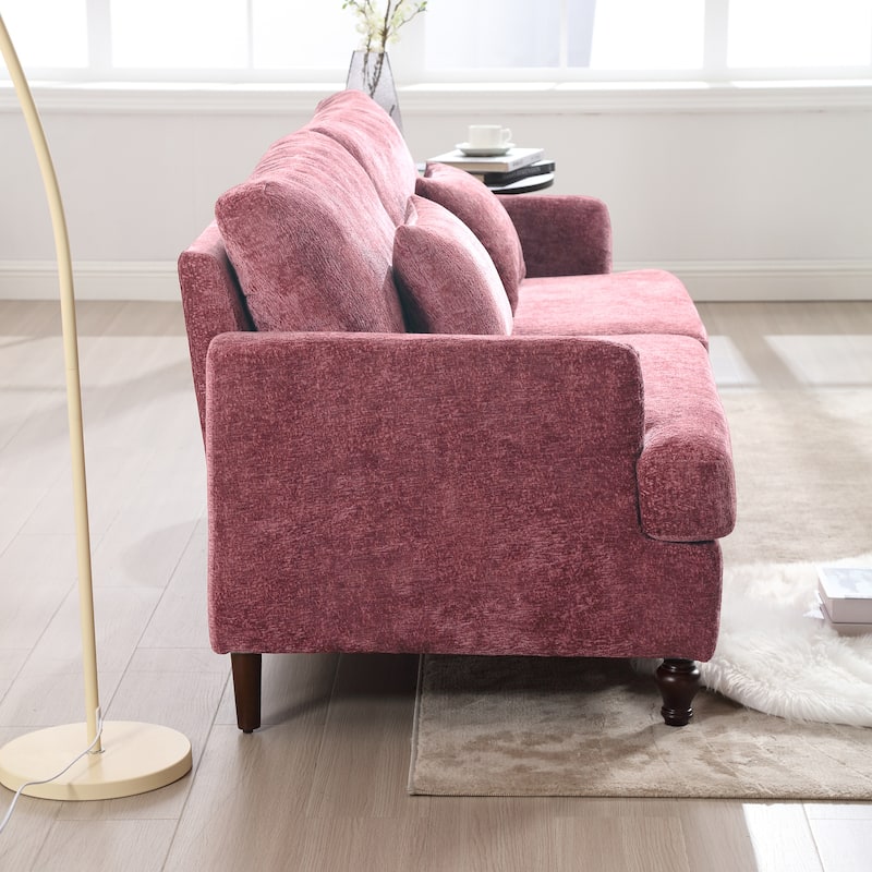 Chenille Fabric Loveseat Sofa, 2-Seater Sofa Couch with Extra Deep Seats, Upholstered Lounge Sofa with Wood Legs