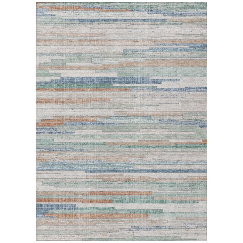 HomeRoots Striped Transitional Rectangle Outdoor Rug